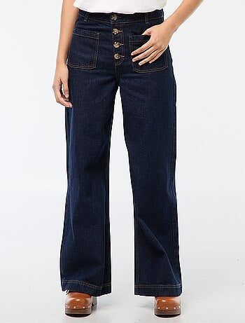 Pantalón denim wide liso