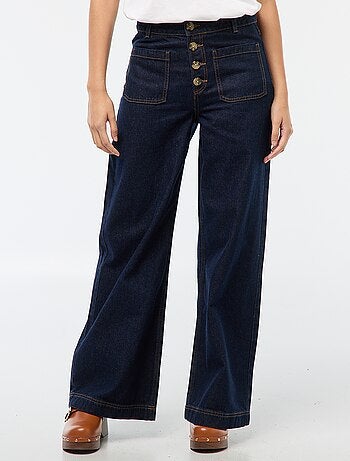 Pantalón denim wide liso