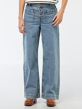 Pantalón denim wide liso