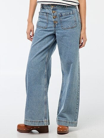 Pantalón denim wide liso