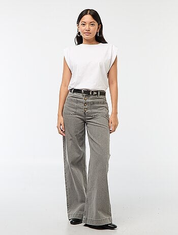Pantalón denim wide liso