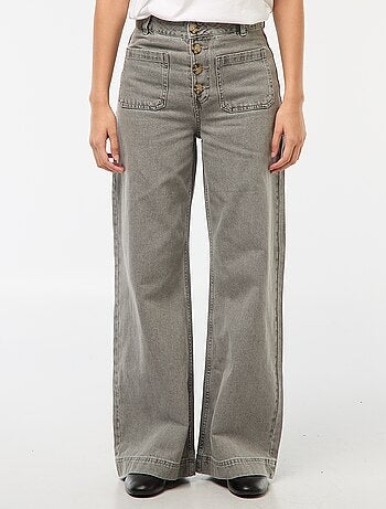 Pantalón denim wide liso
