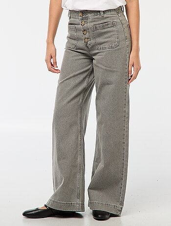 Pantalón denim wide liso