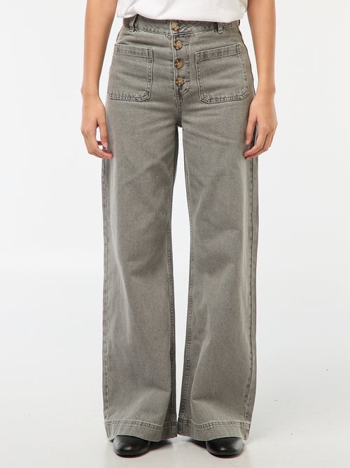 Pantalón denim wide liso - Kiabi