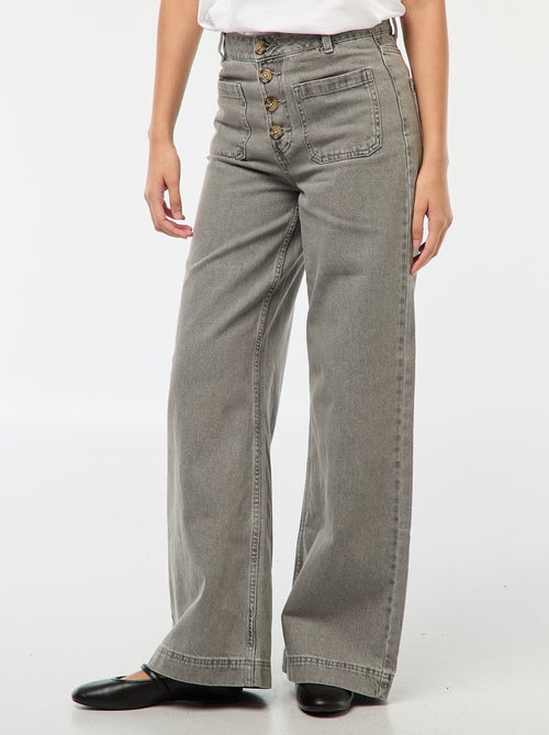 Pantalón denim wide liso - Kiabi