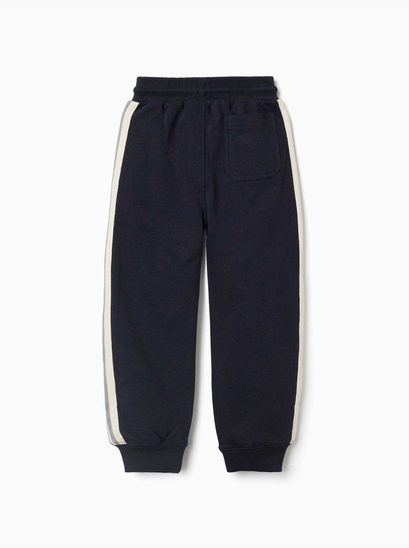Pantalón deportivo de algodón con cintas a rayas Azul oscuro - Kiabi