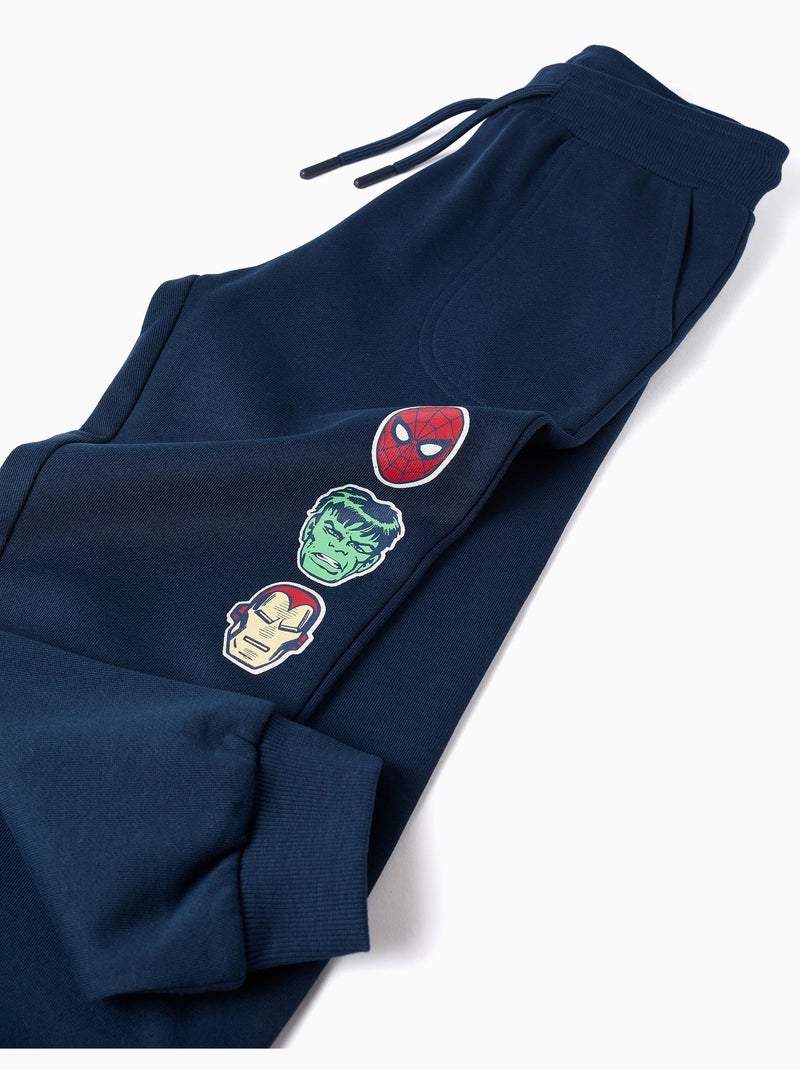 Pantalón deportivo de algodón con estampado Marvel y cordón Azul oscuro - Kiabi