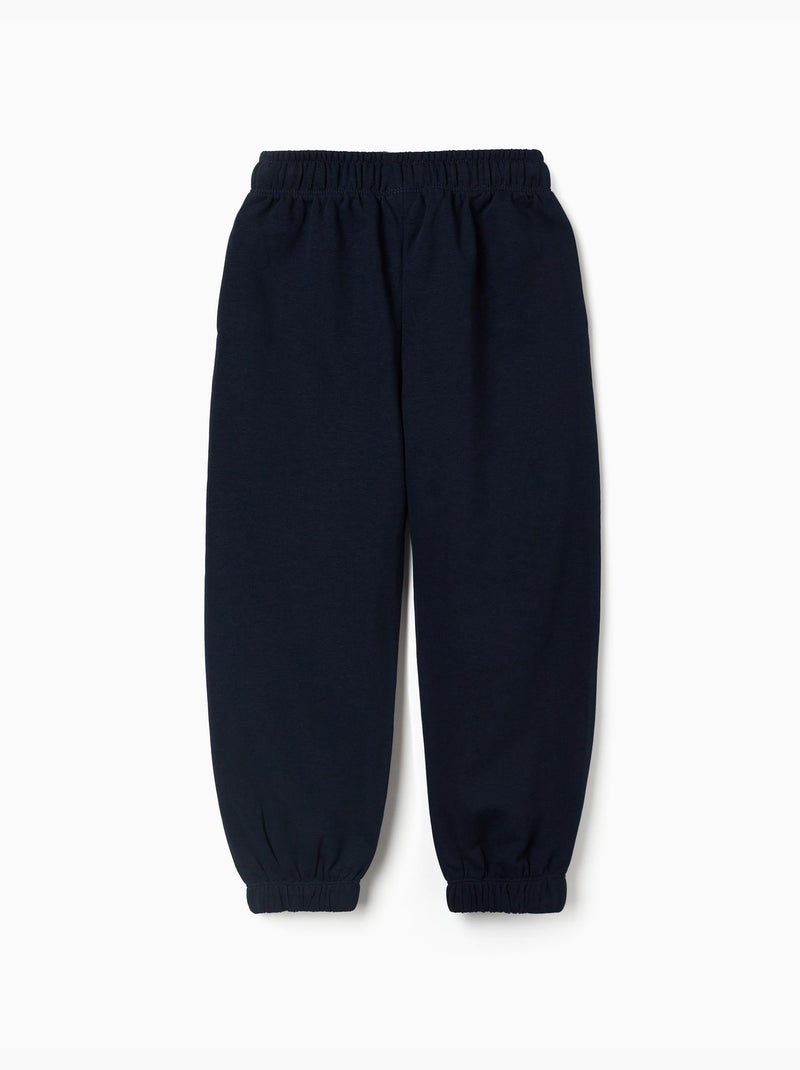 Pantalón deportivo de felpa con cordón y bolsillos Azul oscuro - Kiabi