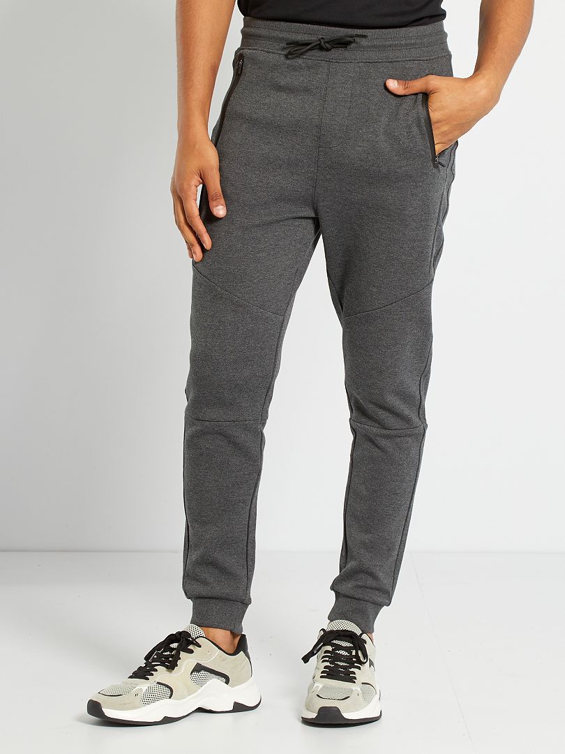 Pantalón deportivo de piqué de algodón gris - Kiabi