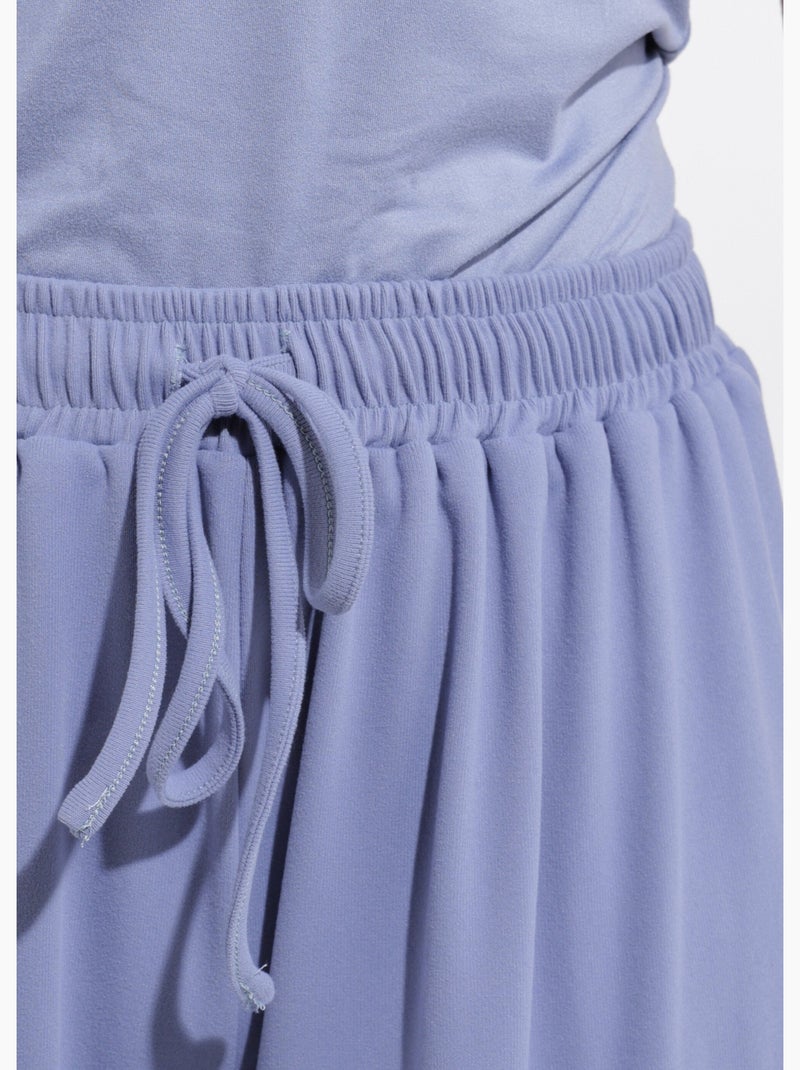 Pantalón deportivo fluido de pierna ancha con cintura elástica - Afibel Azul grisáceo - Kiabi