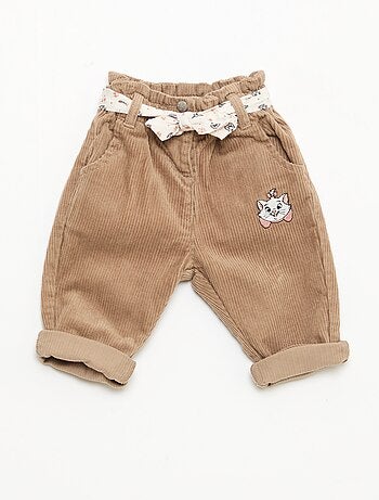 Pantalón 'Disney' 'Marie' de terciopelo de algodón con cinturón