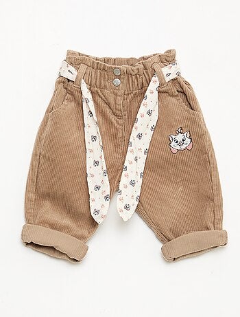 Pantalón 'Disney' 'Marie' de terciopelo de algodón con cinturón
