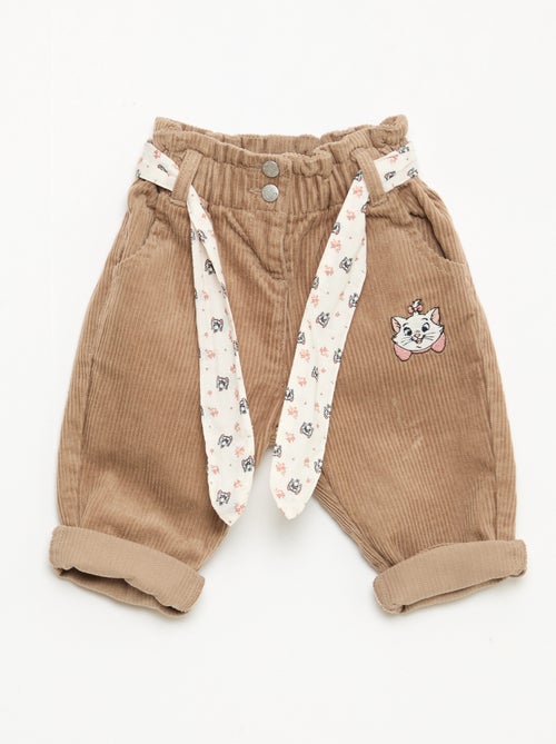 Pantalón 'Disney' 'Marie' de terciopelo de algodón con cinturón - Kiabi