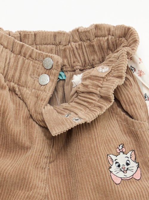 Pantalón 'Disney' 'Marie' de terciopelo de algodón con cinturón - Kiabi