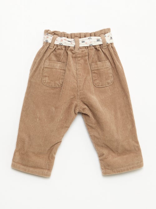 Pantalón 'Disney' 'Marie' de terciopelo de algodón con cinturón - Kiabi