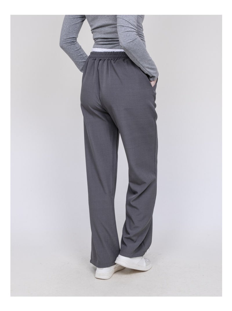 Pantalón doble cinturón EGLENY Gris - Kiabi