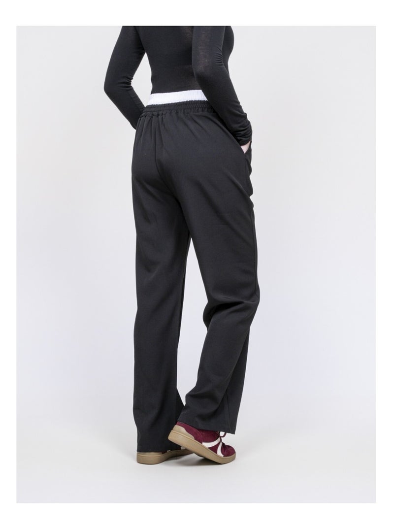 Pantalón doble cinturón EGLENY Negro - Kiabi