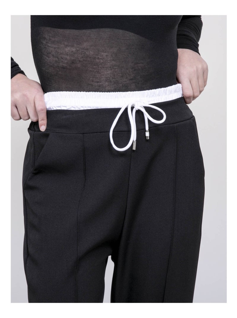 Pantalón doble cinturón EGLENY Negro - Kiabi