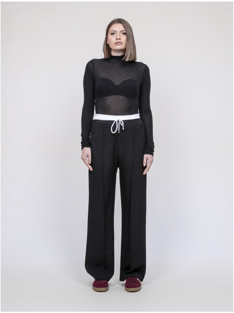 Pantalón doble cinturón EGLENY Negro - Kiabi