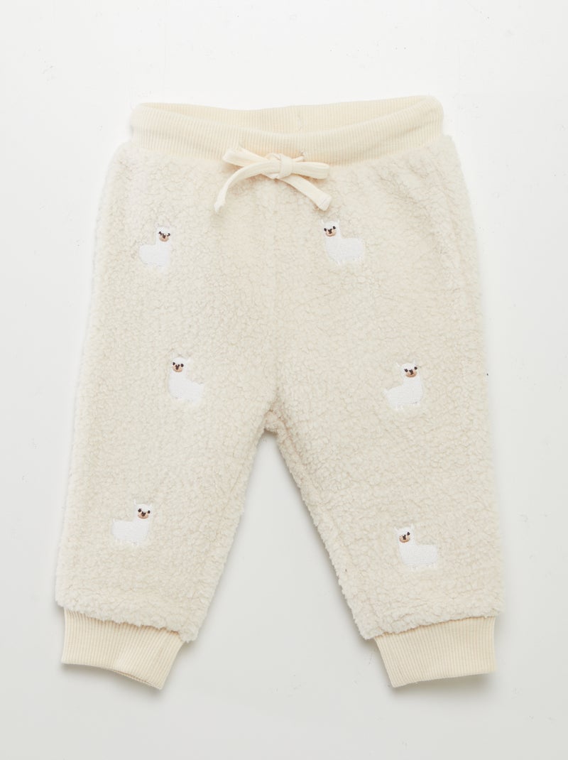 Pantalón efecto borreguito BLANCO - Kiabi