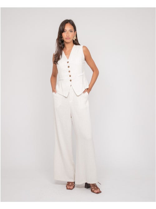 Pantalón efecto lino EVELISE - Kiabi Pantalón efecto lino EVELISE - Kiabi