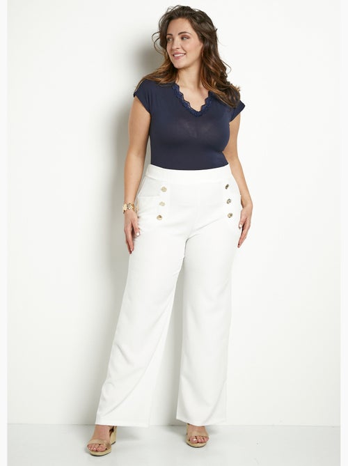 Pantalón efecto puente con cinturilla elástica en la espalda - Afibel - Kiabi