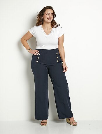 Pantalón efecto puente con cinturilla elástica en la espalda