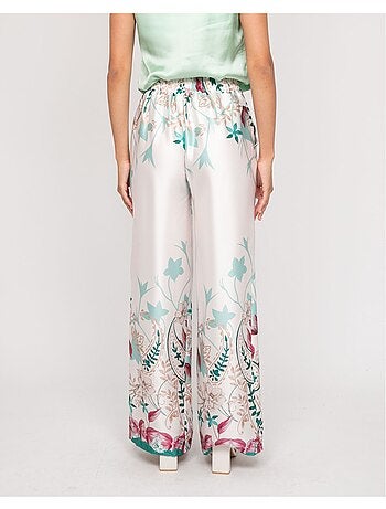 Pantalón efecto satén con motivos EZRA