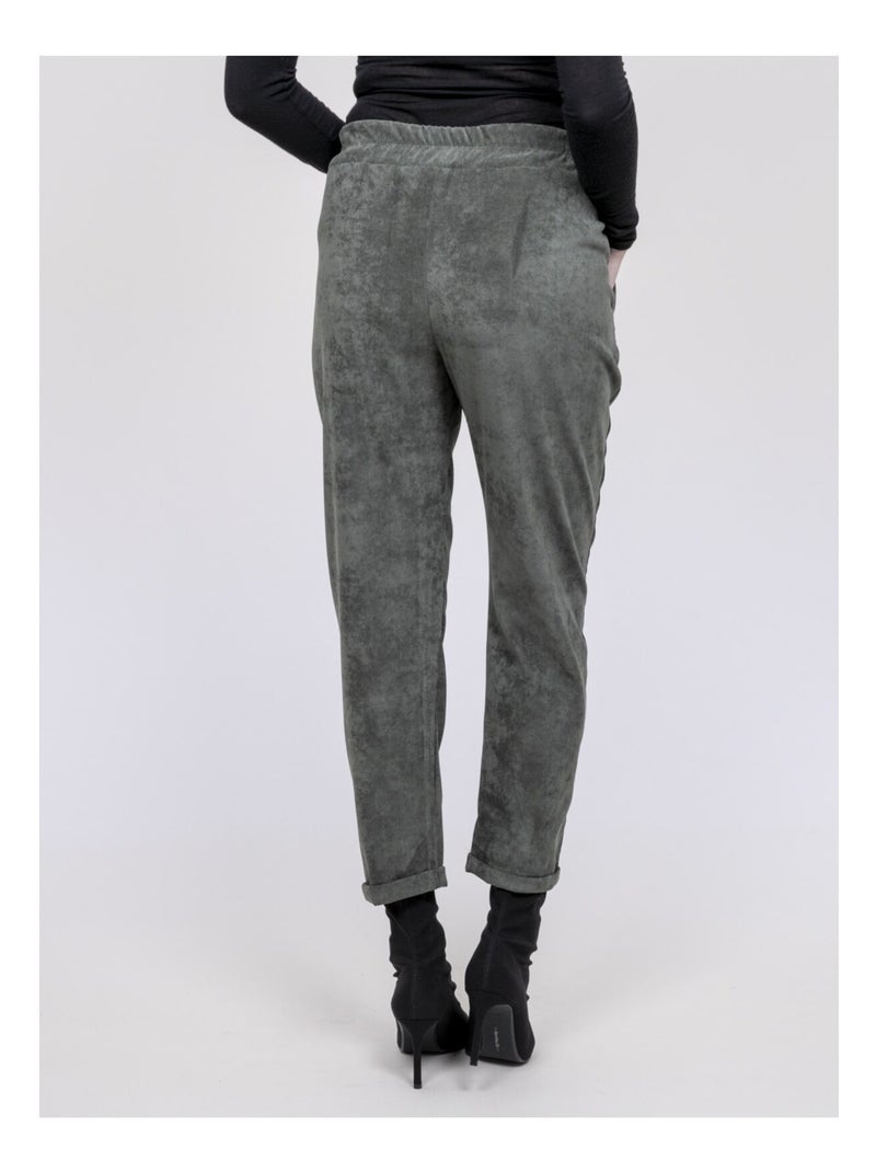 Pantalón efecto terciopelo EBILA Caqui - Kiabi