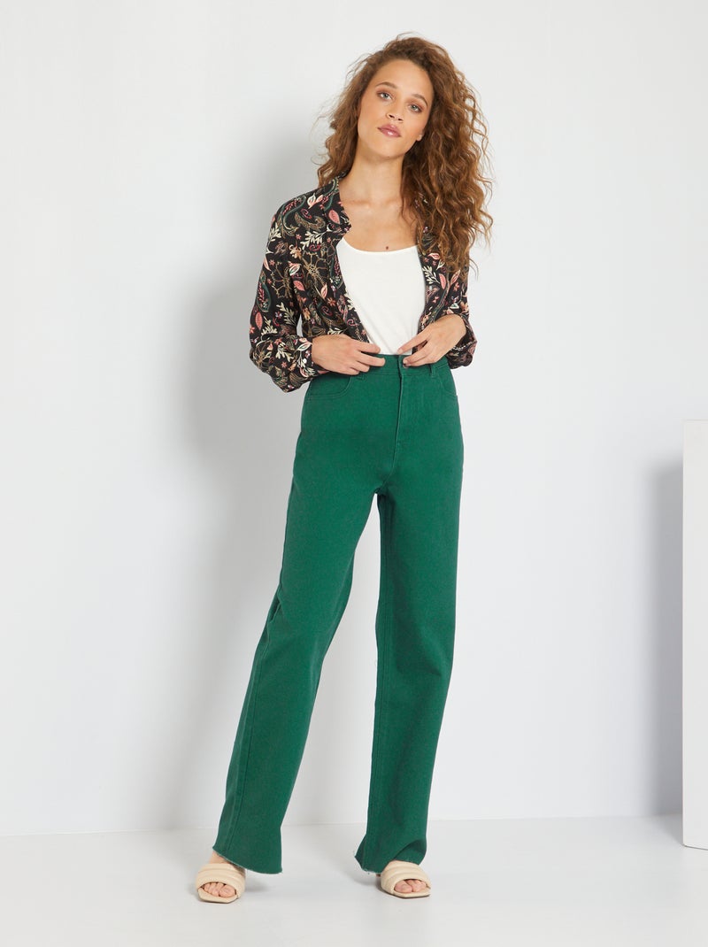 Pantalón efecto vaquero verde gris - Kiabi