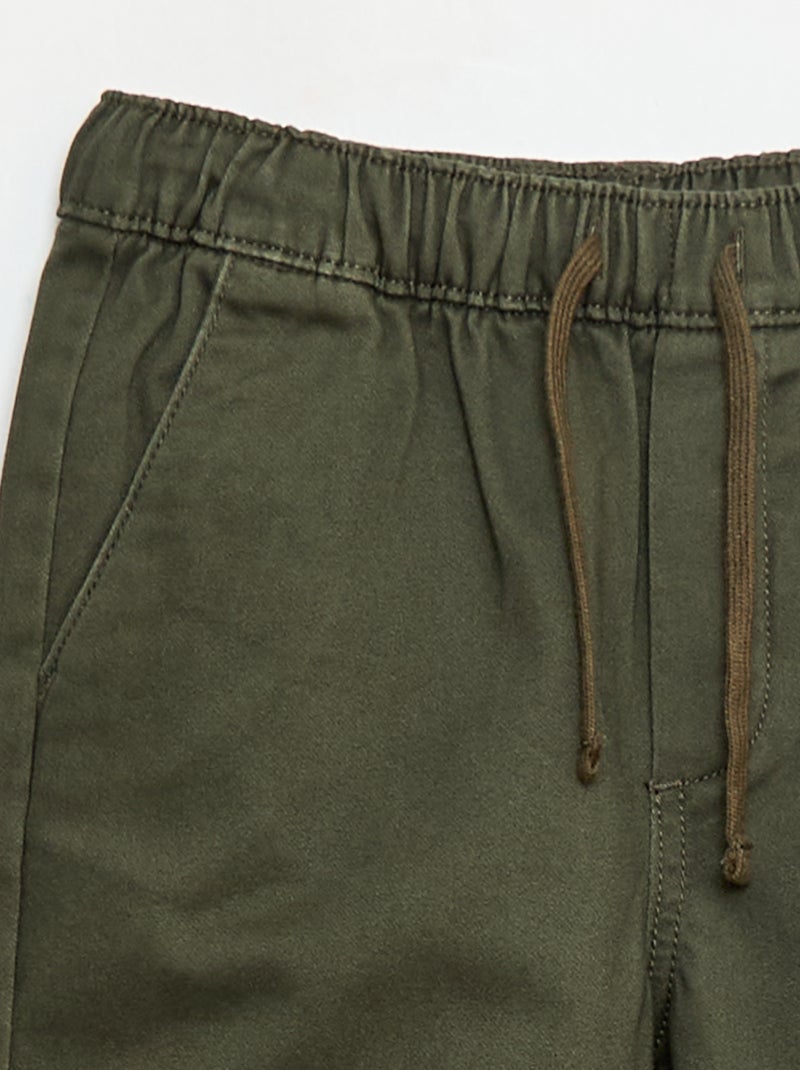 Pantalón elástico de algodón Kaki - Kiabi