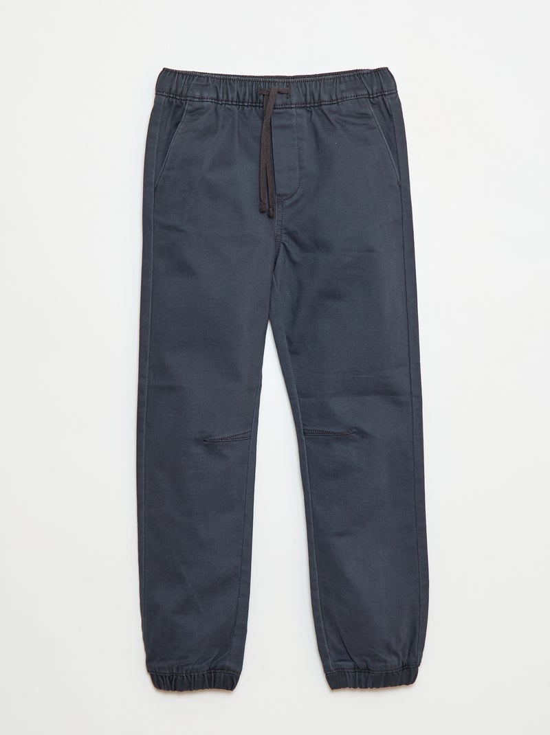 Pantalón elástico de algodón Negro - Kiabi