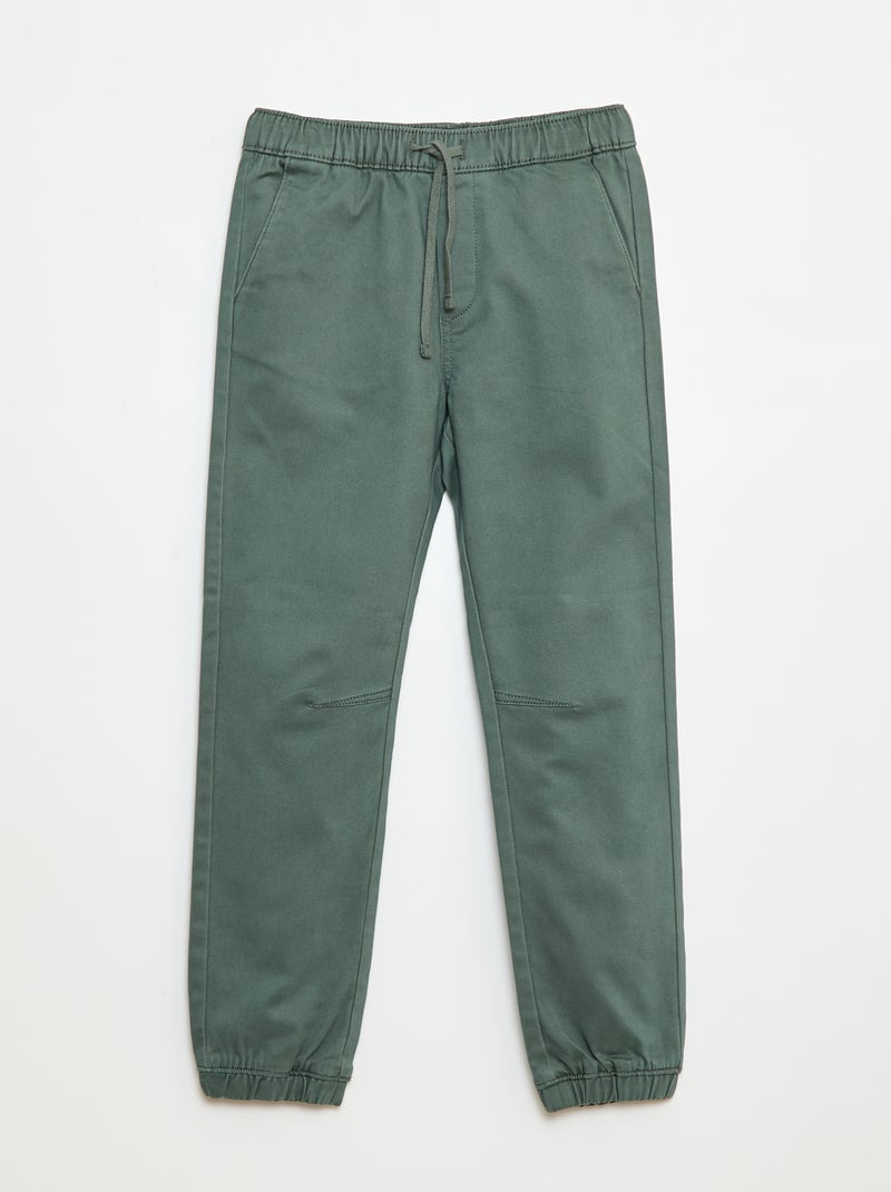 Pantalón elástico de algodón Verde - Kiabi
