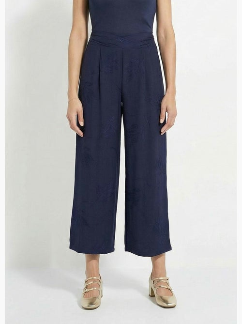 Pantalón elástico de pierna ancha con bordado de hojas - Afibel - Kiabi