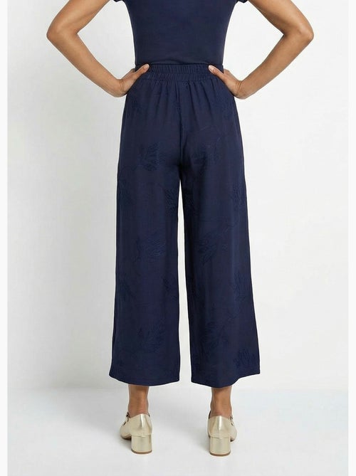 Pantalón elástico de pierna ancha con bordado de hojas - Afibel - Kiabi