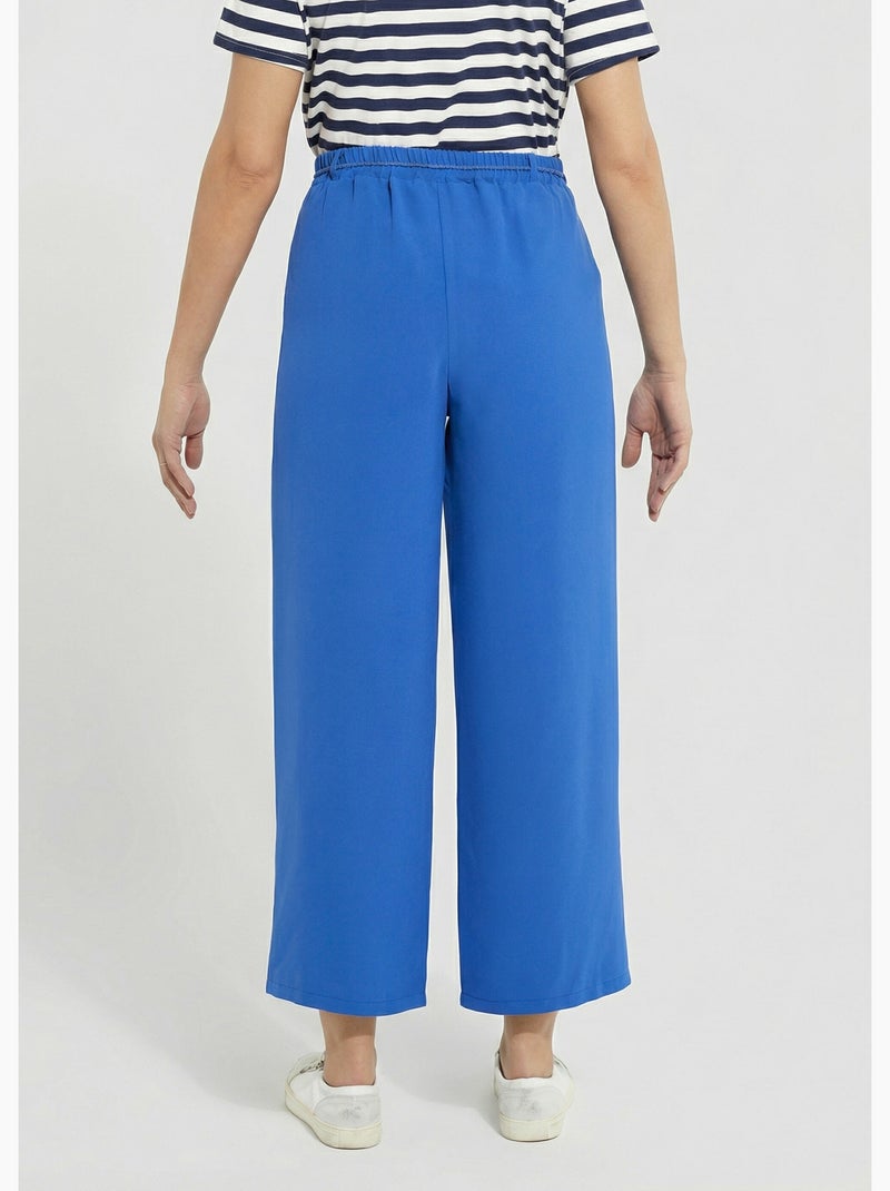 Pantalón elástico de pierna ancha, Essential - Afibel Azul eléctrico - Kiabi