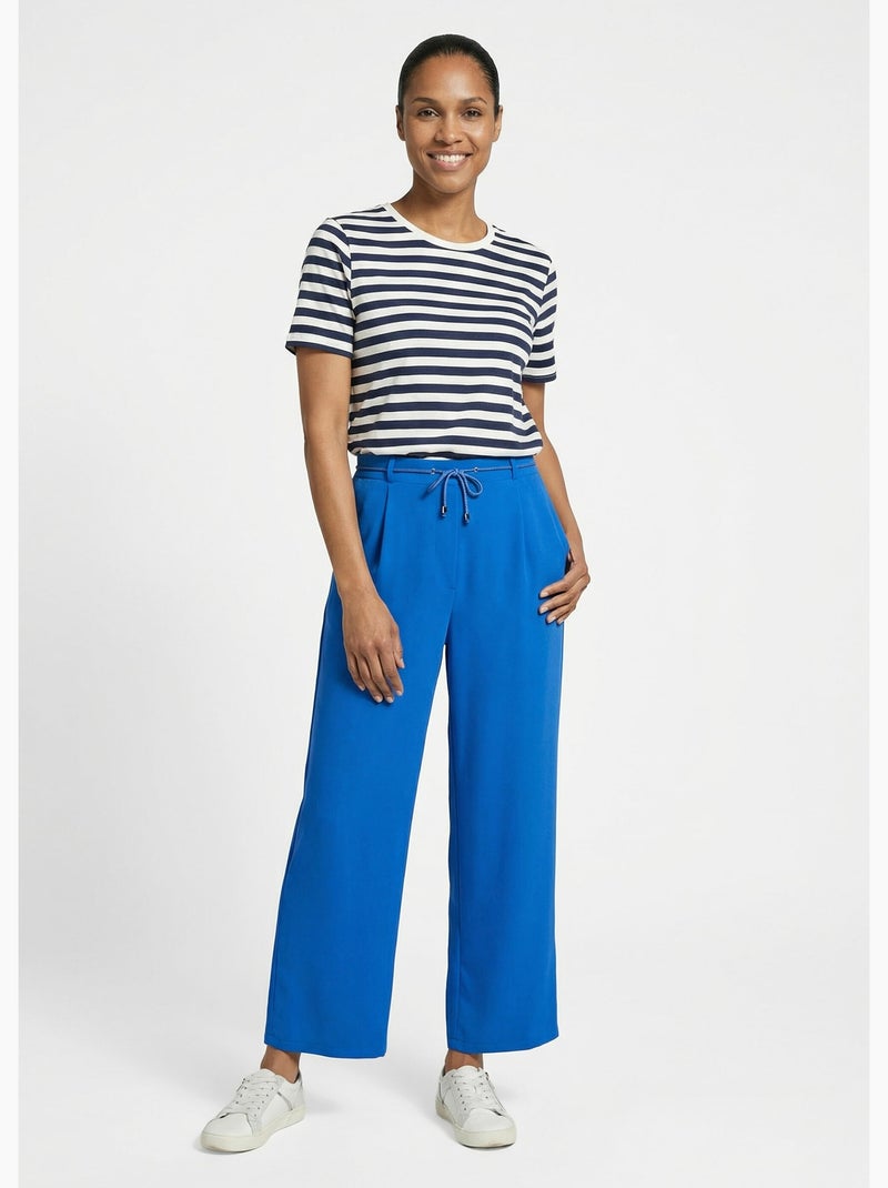 Pantalón elástico de pierna ancha, Essential - Afibel Azul eléctrico - Kiabi