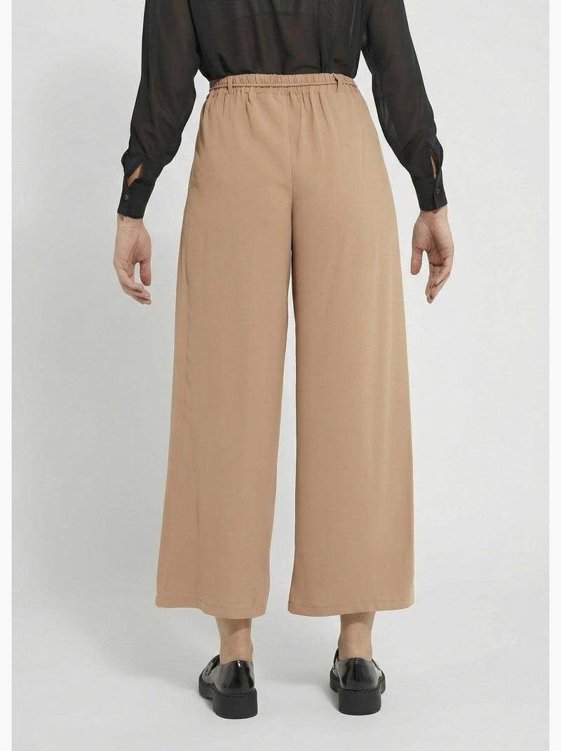 Pantalón elástico de pierna ancha, Essential - Afibel Camel - Kiabi