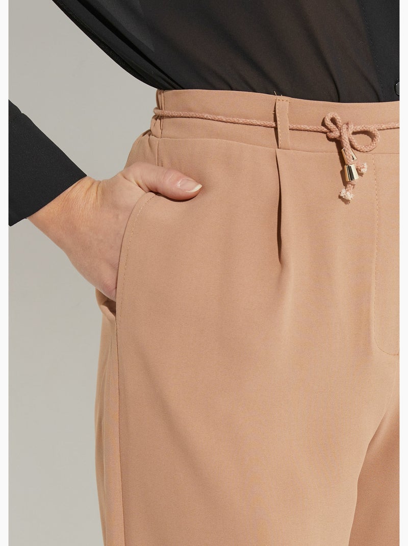 Pantalón elástico de pierna ancha, Essential - Afibel Camel - Kiabi