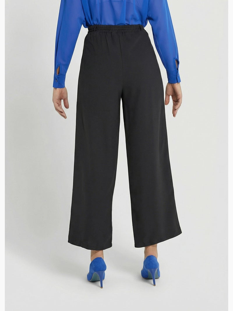 Pantalón elástico de pierna ancha, Essential - Afibel Negro - Kiabi