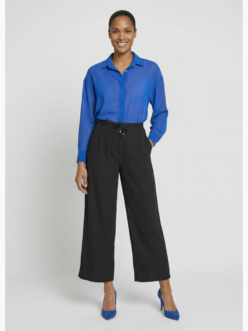 Pantalón elástico de pierna ancha, Essential - Afibel Negro - Kiabi