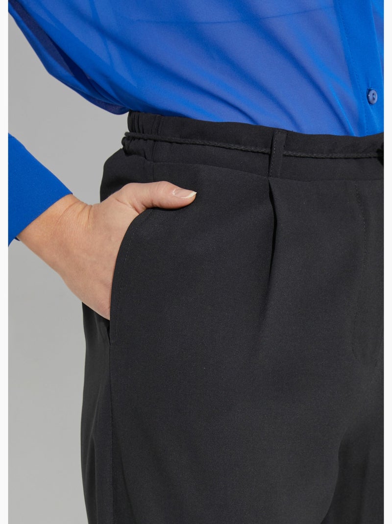 Pantalón elástico de pierna ancha, Essential - Afibel Negro - Kiabi