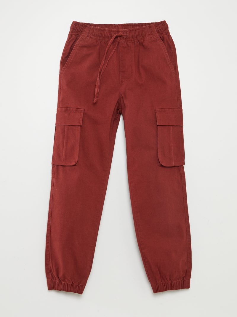 Pantalón elástico multibolsillos MARRON - Kiabi