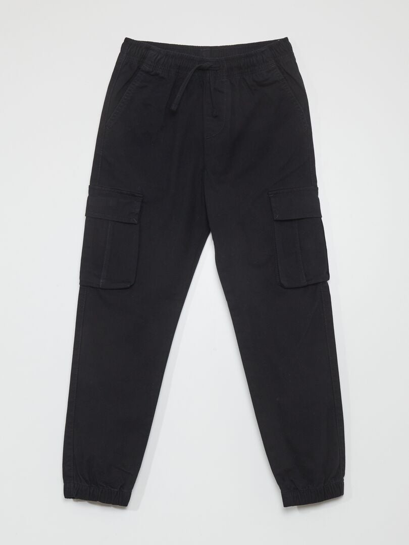 Pantalon elastico multibolsillos negro Kiabi 12.00