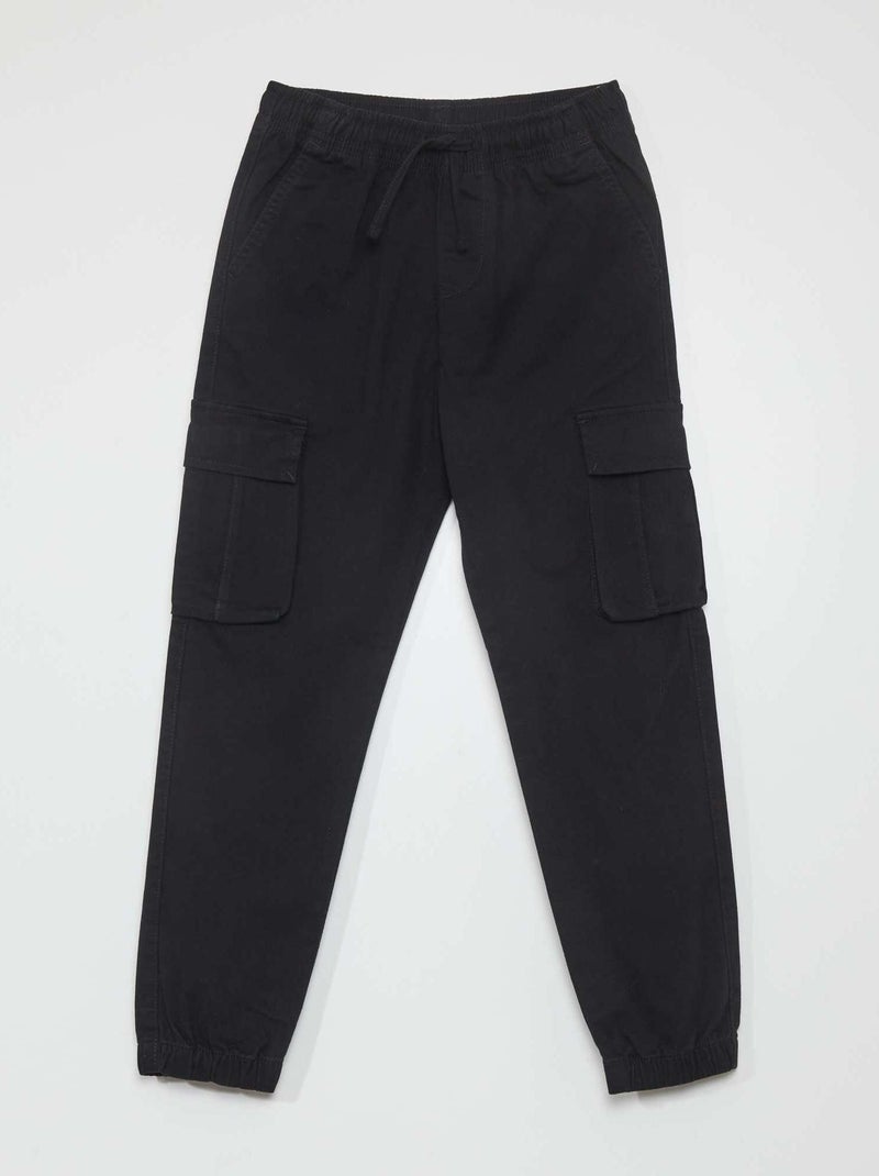 Pantalón elástico multibolsillos negro - Kiabi