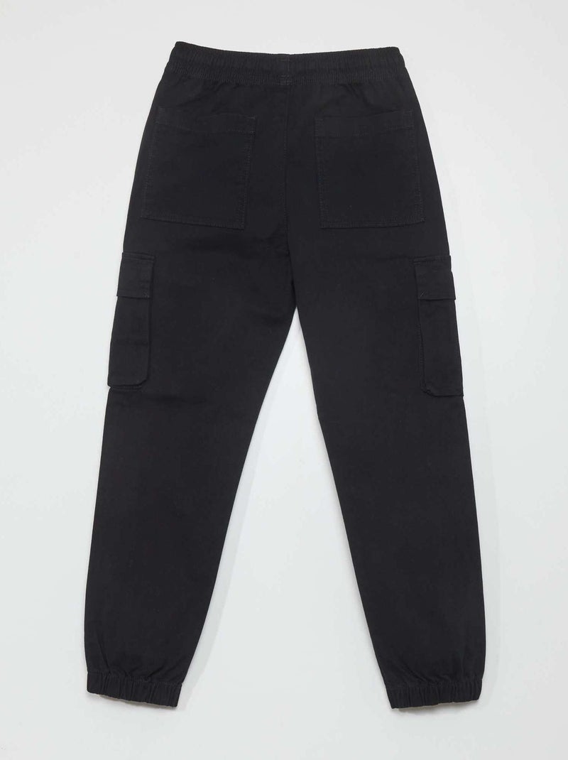 Pantalón elástico multibolsillos negro - Kiabi