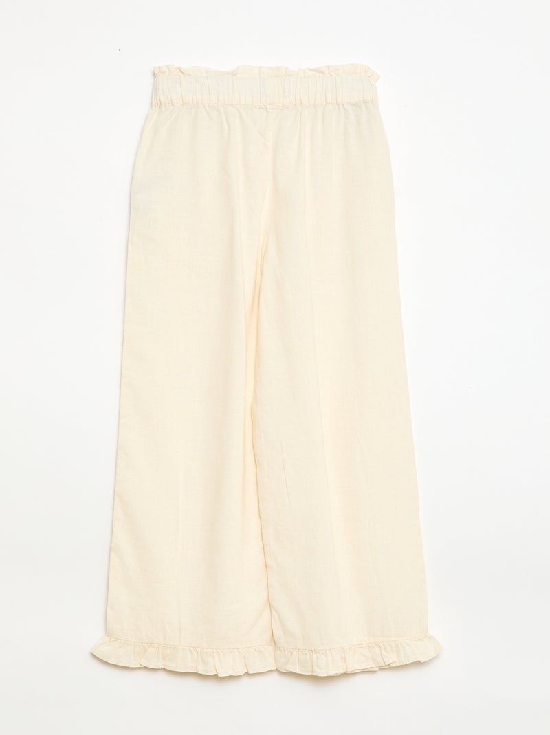 Pantalón en mezcla de lino Blanco - Kiabi