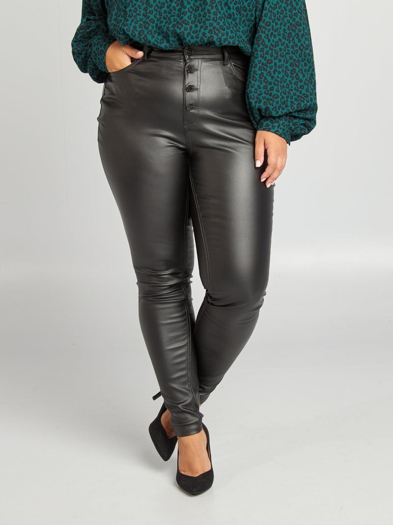 Pantalón encerado negro - Kiabi