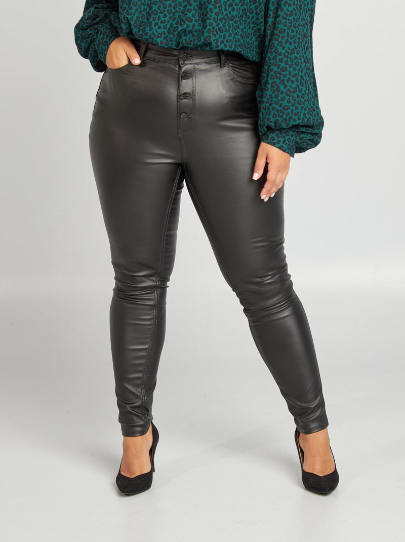 Pantalón encerado negro - Kiabi