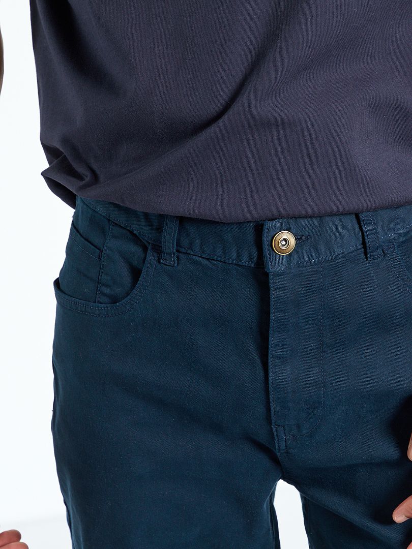 Pantalón entallado con 5 bolsillos L36 +1m90 AZUL - Kiabi